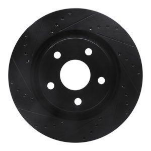 Jeep Wrangler Brake Rotor (1) - Front Left - R1 Concepts - Drilled & Slotted - Black - `12-`18